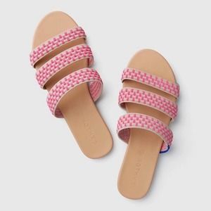 Rothy’s The Triple Band in Hot Pink Basket Stitch flat sandals size 9.5